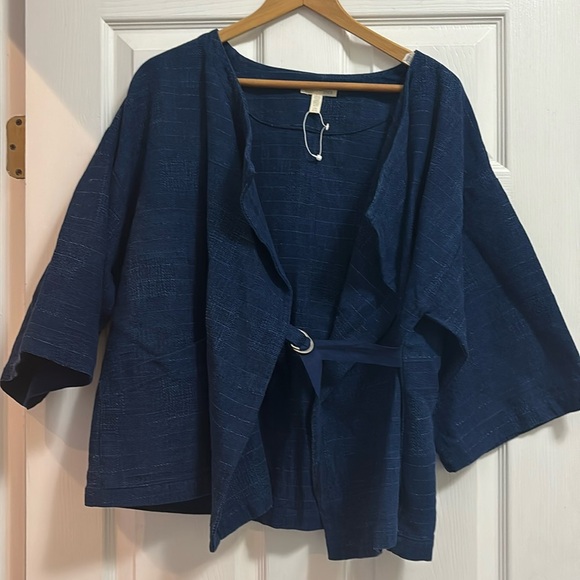 Eileen Fisher Cotton Indigo Kimono Jacket - Picture 4 of 8